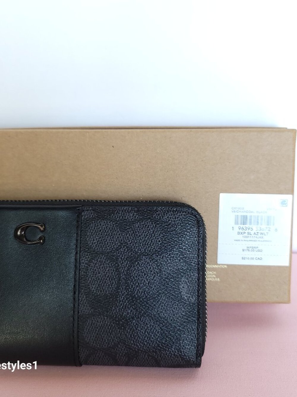 COACH Boxed Slim Accordion Signature Canvas & Leather Wallet w Back-slip pocket⭐ - Picture 16 of 16